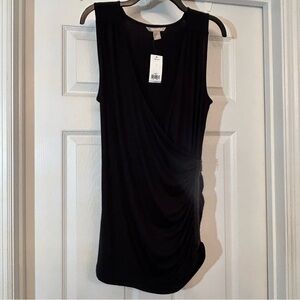 Banana Republic Women’s Sleeveless Side Zip Ruched Top Black Size Large 🆕